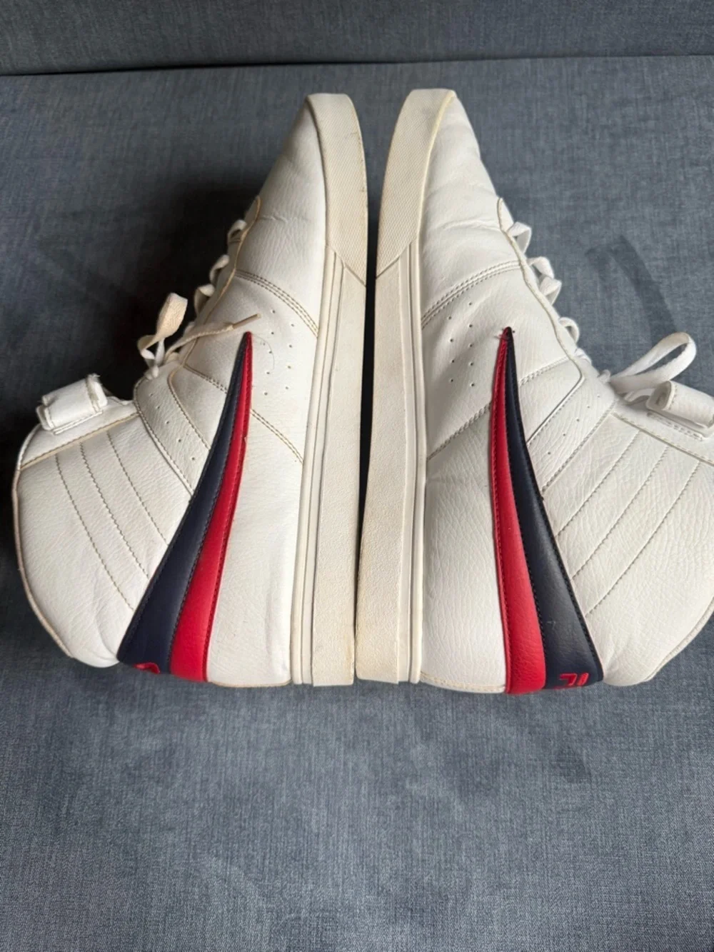 Fila Mens Vulc 13 Mid Plus Sneakers SZ 16 Faux Leather Lace Up Ankle Strap